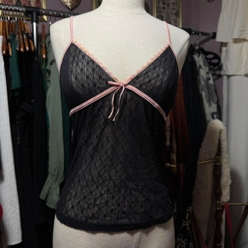 Y2K 2000s Black Lace Coquette Cami